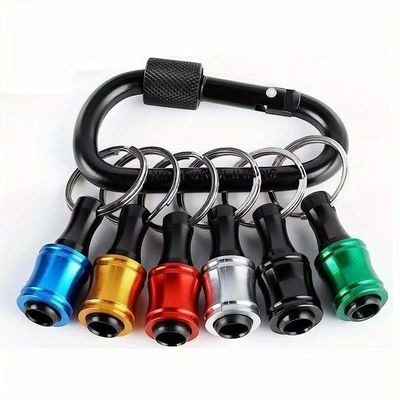 ブラックオキシド仕上げ 6個セット 速出 1/4インチ ヘックスシェンク スクリュードライバー ビットホルダーキーチェン