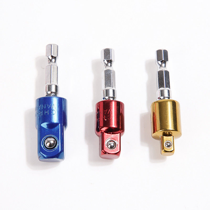 手と電気ツール 1/4' 54MM CRV素材 カラフルなユニバーサルソケットアダプターセット